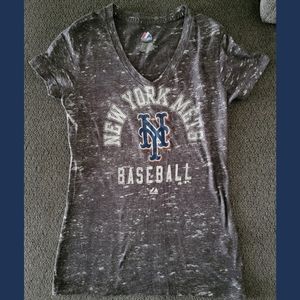 Brand New Women's Size M Majestic MLB New York Mets Dark Heather Gray T-shirt